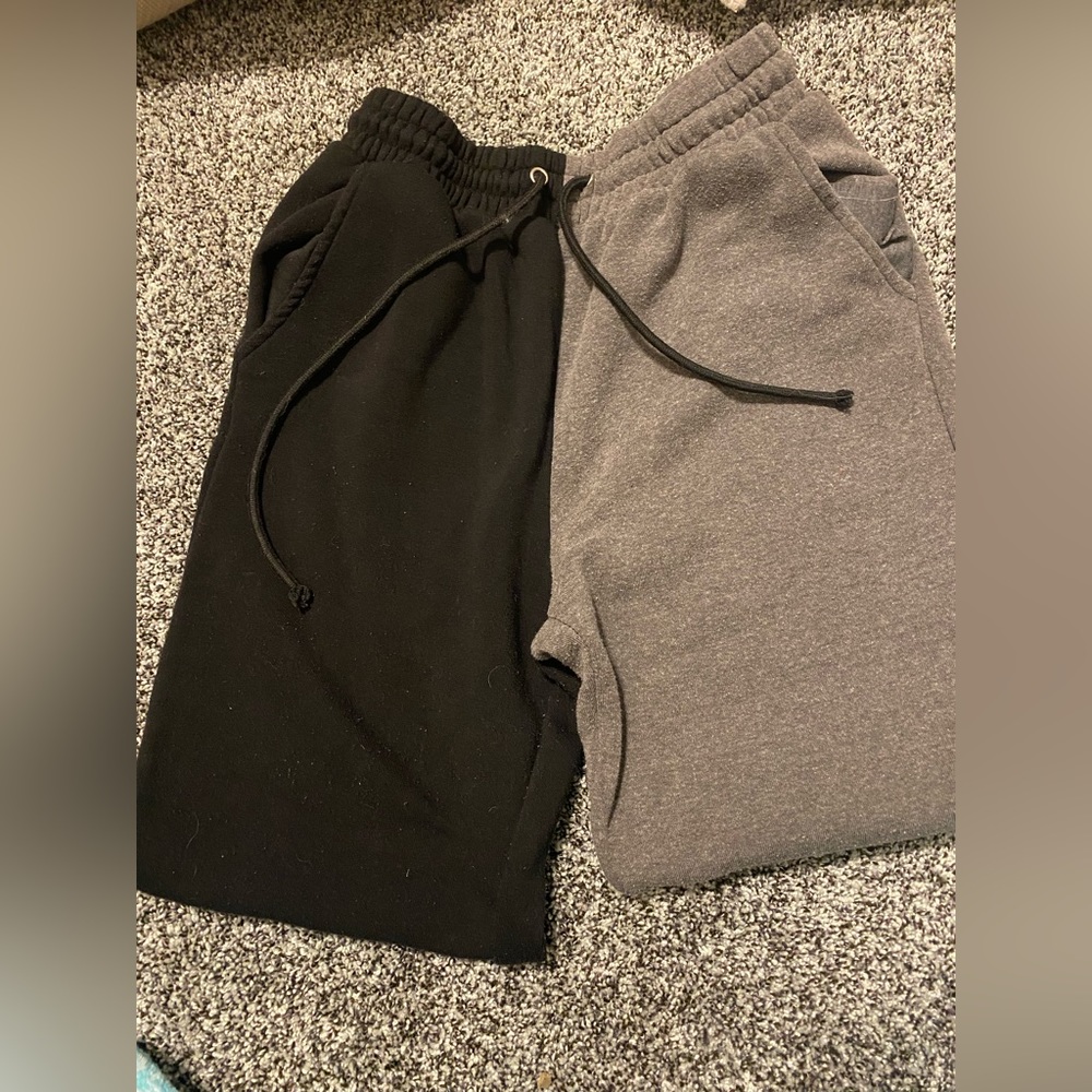 Half and half grey and black sweatpants